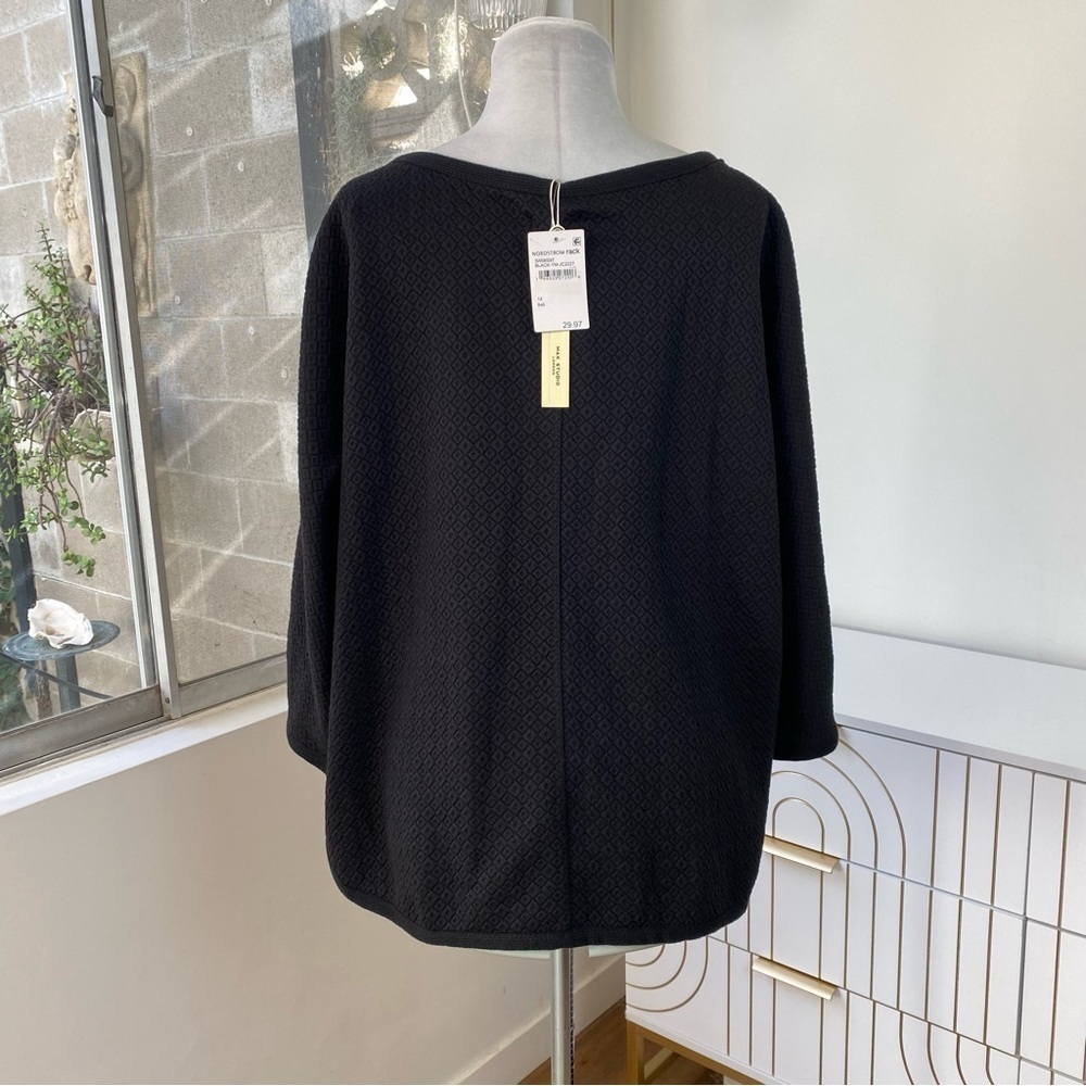 Max Studio London NWT Black Quilted Cocoon Top, Size 1X - Picture 7 of 8